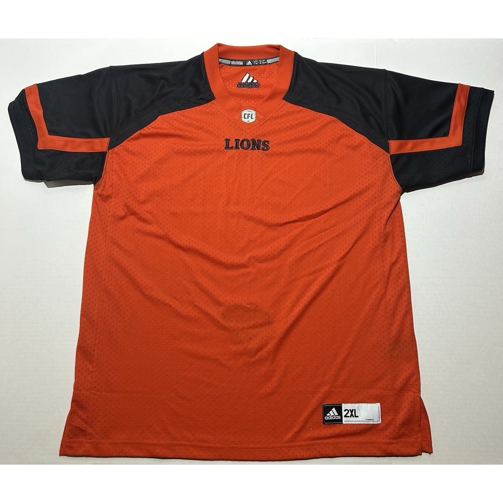 ORANGE BC Lions Black CFL Football ADIDAS Jersey Men's Size XXL Genuine EUC